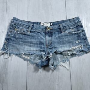 Y2K Abercrombie & Fitch Micro Mini Shorts Low Rise Distressed Waist Size 4
